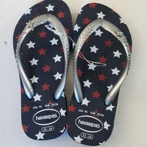 Havaianas Patriotic Stars Flip Flops Kids 9c NWOT